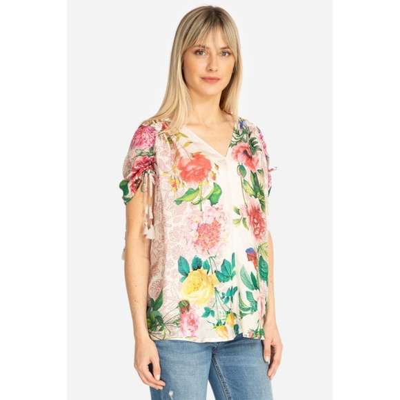 Johnny Was Botan Silk Floral Boho Blouse - Picture 3 of 6